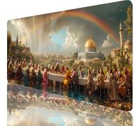 Green Large Mouse Mat 1200x600x3mm, The Last Supper Gaming Mouse Pad, Extended Desk Mat with Stitched Edges, Waterproof Mousepad Improved Precision and Speed for Gaming Accessories and Gifts U-9694