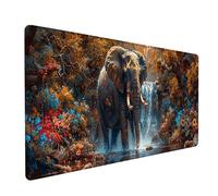 Green Large Mouse Mat, Elephant Gaming Mouse Pad with Stitched Edges, Extended Mousepad with Non-Slip Rubber Base, Desk Mat for Desk Accessories and Office Accessories Gifts, 700x300x3mm L-9246