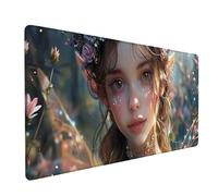 Green Large Mouse Mat, Elves Gaming Mouse Pad with Stitched Edges, Extended Mousepad with Non-Slip Rubber Base, Desk Mat for Desk Accessories and Office Accessories, Gifts for Men, 1000x500x3mm 3-6904