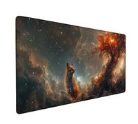 Green Large Mouse Mat, Fox Gaming Mouse Pad with Stitched Edges, Extended Mousepad with Non-Slip Rubber Base, Desk Mat for Desk Accessories and Office Accessories, Gifts for Men, 1600x800x3mm G-9808