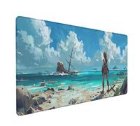 Green Large Mouse Mat, Landscape Gaming Mouse Pad with Stitched Edges, Extended Mousepad with Non-Slip Rubber Base, Desk Mat for Desk Accessories and Office Accessories Gifts, 800x300x3mm F-8786