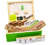 Green Large Wooden Rolling Box Papers Cone Holder Storage Kit