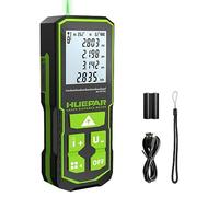 Green Laser Distance Meter 120M/393ft, Huepar Digital Meter with LCD Display, Rechargeable Battery and Dual Angle Display, Pythagoras/Distance/Area and Volume S120-G