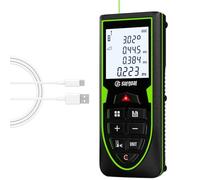 Green Laser Distance Meter 196ft - USB Rechargeable Digital Laser Measure with Angle Sensor, Backlit LCD, Area/Volume/Pythagorean, ±3mm Accuracy, Electronic Measuring Tool for Construction & DIY