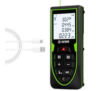 Laser Measure Rechargeable,Green Beam 393.7FT Laser Measurement Tool with Angle Senser,Backlit LCD Laser Distance Meter Ft/in/M Unit Switching and Mesaure Distance Area Volume,Pythagorean Mode