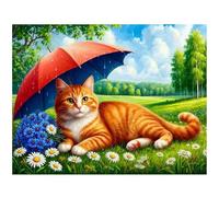 Green Lawn Cat 700 Piece Jigsaw Puzzles For Adults, Fun Challenging & Brainteasing 700 piece Adult jigsaw puzzle, Impossible puzzles, Gift for Men/Women, Finished Size is 52x38cm