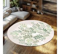 Green Leaf Abstract Pattern Circle Area Rugs Contemporary Art Decor Large Carpet Washable Washable Foldable Thin Rug for Office Patio 160cm