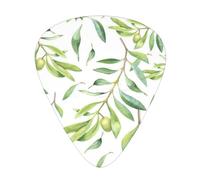 Green Leaf Artistic Olive Tree Print,12 Pcs Guitar Pick,3 Different Thickness Plectrums for Acoustic Guitar Bass Ukulele (0.46mm 0.96mm 0.71mm)