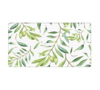 Green Leaf Artistic Olive Tree Print,Mouse Pad Large Desk Pad Computer Keyboard Mouse Mat with Non Slip Rubber Base 40 x 70 cm