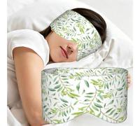 Green Leaf Artistic Olive Tree Print, Sleep Mask for Home Travel, Full Eye Covers Light Blocking Eye Mask Sleep Eye and Ear Muffs