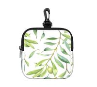 Green Leaf Artistic Olive Tree Print, Square Zipper Storage Bag, Neoprene Coin Purse, Small Wallets, Change Pouch, Change Purse
