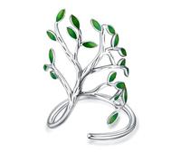 Green Leaf Branch Rings Peaceful Olive Branch Tree of Life Adjustable Rings Jewelry Gift for Women 925 Silver Wrap Ring Plant Friendship Cute Statement Index Finger Open Rings