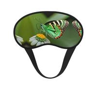 Green Leaf Colorful Butterfly Print Blackout Sleep Mask - Side Sleeper Eye Cover, Soft Comfort, Perfect for Travel, Meditation