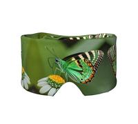 Green Leaf Colorful Butterfly Print Sleep Eye and Ear Muffs Mask - Adjustable Yoga Travel Headband, Keep Warm Shading Comfortable Aid