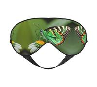 Green Leaf Colorful Butterfly Print Soft Eye Mask â€“ Comfortable Sleep, Blocks Light, Full Eye Coverage, Ideal for Travel, Meditation