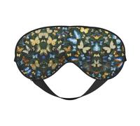 Green Leaf Colorful Butterfly Print Soft Eye Mask â€“Elastic Nighttime Shade, Light-Proof Blindfolds for Plane, Yoga, Travel, Full Eye Covers