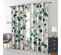 Green Leaf Curtains Blackout, 46x54 Inch 2 Panels - Nature Leaves Branch Pattern Black Out Curtains, Home Decor, 54 Drop Eyelet Window Drapes for Bedroom, Living Room JS#11