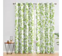 Green Leaf Curtains Blackout for Home Decor, Thermal Curtains Nature Botanical Leaves Pattern, Living Room & Bedroom Eyelet Drapes 54 Inch Drop, 46x54, 2 Panels A&1321