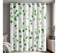 Green Leaf Curtains, Botanical Vine Leaves Home Decor for Bedroom Living Room Blackout Curtains, Thermal Eyelet Window Drapes, 2 Panels 108 Drop, 90x108 (W x L) Q-D42