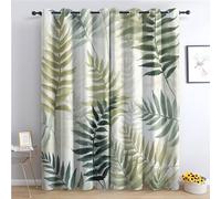 Green Leaf Curtains for Bedroom Living Room - Tropical Leaves Blackout Curtains 66x90 Inch (Width x Drop), Thermal Insulated Eyelet Curtains & Drapes, Patterned Window Treatments D-#180