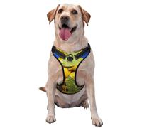 Green Leaf Droplet Medium Printed pet Traction Vest - Ideal for Dog Walking, Hiking, Daily Travel