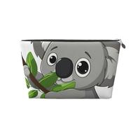 Green Leaf Koala Art Printed Travel Cosmetic Bags with Silver Zipper Makeup Organizer Cosmetic Case Toiletry Bag for Women Mom Girls