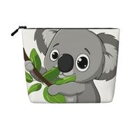 Green Leaf Koala Art Printed Travel Makeup Bag Imitation Linen Cosmetic Bags Waterproof Cosmetic Case Organizer for Women