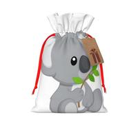 Green leaf koala Gift Bag with Handles and tag, Holiday Decoration, for Christmas, Birthday, Wedding - (M)