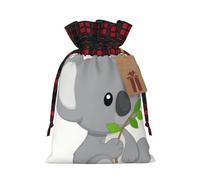 Green Leaf Koala Print Christmas Gift Bags With Drawstrings For Holiday Gift Bags, Christmas Goody Bags