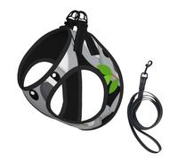 Green Leaf Koala Print Harness Leash Set For Cats And Dogs, Reflective Adjustable, Soft Breathable Mesh Vest With Escape-Proof Lead, For Small Pets And Kitten Puppies