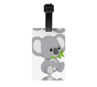Green Leaf Koala Print Luggage Tag with Full Back Privacy Cover - ID Label for Suitcases, Handbags, and Backpacks
