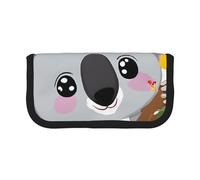 Green Leaf Koala Print Pencil Case Big Capacity Pencil Bag Makeup Pouch Durable Students Stationery with Double Zipper for School/Office