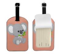 Green Leaf Koala Print Personalized Luggage Tag with Strap - Baggage Identifier for Suitcase for Travel