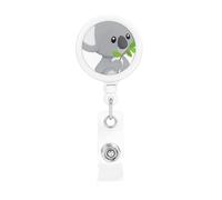 Green Leaf Koala Print Retractable Badge Holder with Clip Name Card Holders for Office Worker Doctor Nurse