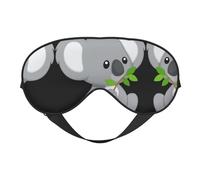 Green Leaf Koala Print Soft Eye Mask, Adjustable Strap Soft Eye Cover Blindfold for Travel Yoga Nap Shift Work