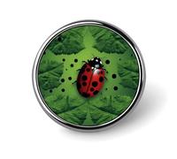 Green Leaf Ladybug Badge Holder Personalized Metal Button Pin Fashion Round Badge with Pattern Pin DIY Button Badges Exquisite Brooch Crafts Gift Clothes Decorative Pins