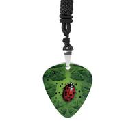 Green Leaf Ladybug Guitar Pick Necklace Exquisite Cool Pendant Necklaces Titanium Steel Personalized Necklaces Fashion Guitar Pick Holder Necklace Unisex Unique Gifts