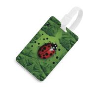 Green Leaf Ladybug Luggage Tag Classic Personalized Repeated Luggage Tag Cute Unique Travel Essentials Identifiers for Women Men Baggage Backpack Handbag Suitcase