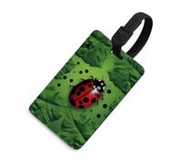 Green Leaf Ladybug Luggage Tag Classic Personalized Repeated Luggage Tag Cute Unique Travel Essentials Identifiers for Women Men Baggage Backpack Handbag Suitcase