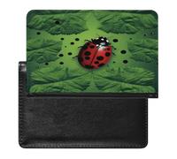 Green Leaf Ladybug Passport Holder Passport Wallet Document Organizer Protector PU Leather Card Slot Travel Accessories
