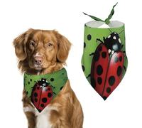Green Leaf Ladybug Pet Scarf Adjustable Pet Accessories Triangular Scarf Washable Floral Print Puppy Bib Bandana Stylish Comfortable Cat Scarves for Holiday Scarfs