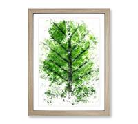 Green Leaf Lines Watercolour Modern Framed Print | A3 Oak Framed Wall Art | Ready to Hang | Modern Floral Picture | Living Room Bedroom Lounge Office