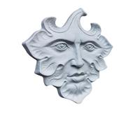 Green Leaf Man Face Wall Art Sculpture, Outdoor Garden Décor, Green Leaf Figurines, Unique Fence Decoration, Tree & Courtyard Crafts, Balcony Statues (White)