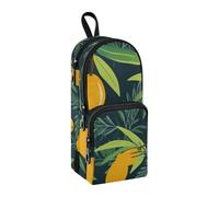 Green Leaf Mango Pencil Case, Big Capacity Pen Bag with Compartment Students Schoolbag Shape Stationery Organizer Pencil Pouch Marker Case for School Office Work