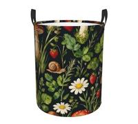 Green Leaf Mushroom Dark Circular Laundry Hamper Dirty Clothes Laundry Basket Storage Bin Organizer 19.6x15.7 Inch