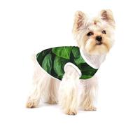 Green Leaf Nature Full Print Cotton Pet Vest M Dog Cat Clothes Soft Elastic Breathable Pullover Pet