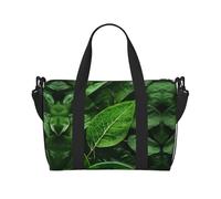 Green Leaf Nature Hand-held messenger travel bag, suitable for work, travel, fitness, tourism, women's casual handbag with zipper,