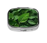 Green Leaf Nature Square mini Pill Box, Travel Pill Box, can be Put into Wallet or Pocket to Store a Variety of Small Items