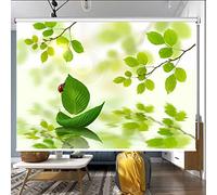 Green Leaf Pattern Blackout Roller Shades for Living Room Easy Pull Down & Up 140cm x 260cm Light Blocking Modern Home Decor Energy Efficient Window Treatment