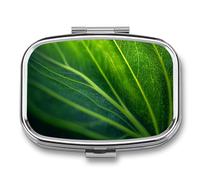 Green Leaf Pill Box 2 Compartment Portable Medicine Pill Case Travel Pill Organizer for Pocket Purse